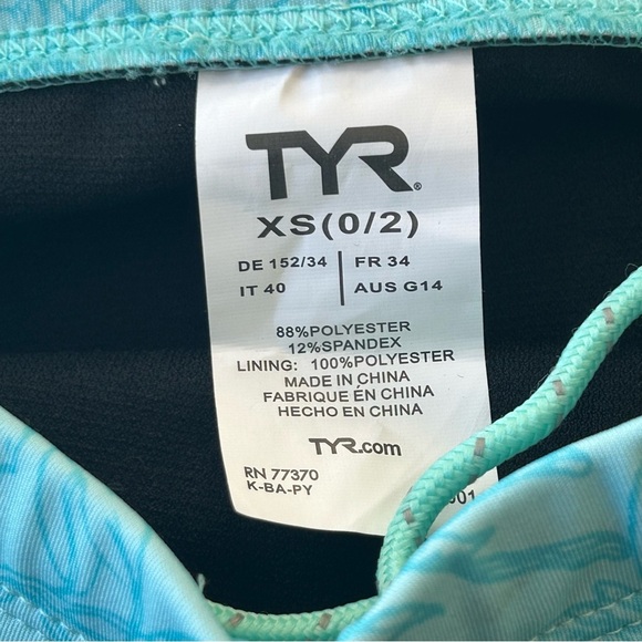 NWT TYR Boho Floral Bikini Bottoms XS Teal Blue Aqua Black UPF 50+ - Picture 6 of 6